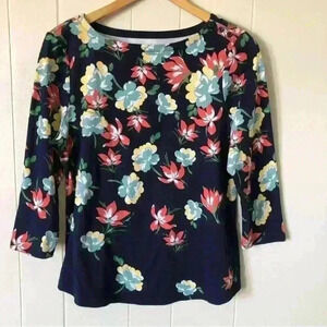 Charter Club 3/4 Sleeve Floral Cotton Top Size PL